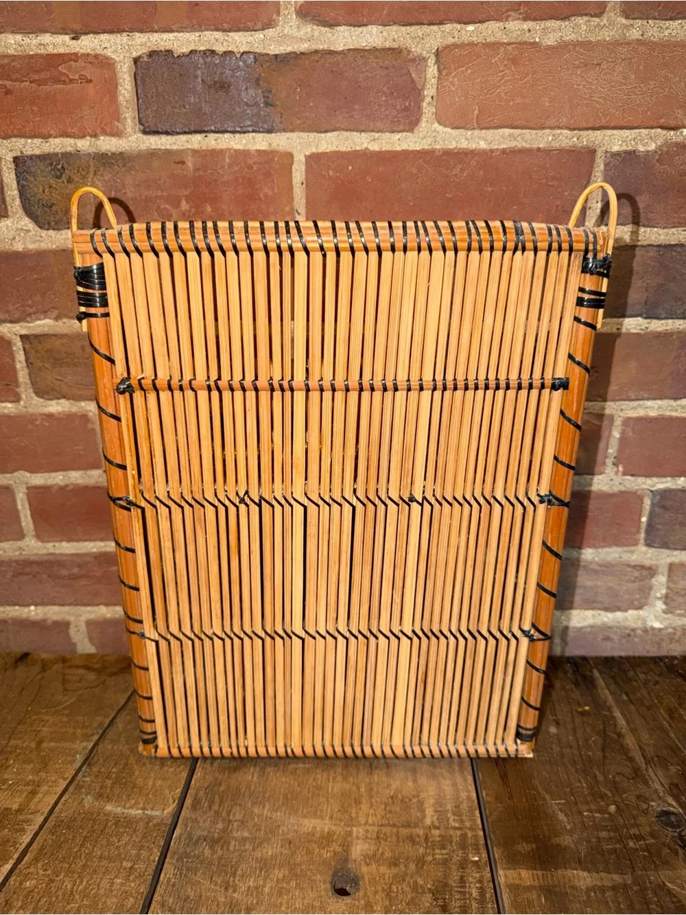 Handwoven Bamboo Spice Rack Organizer Orange Rattan Wall OrganizerThree Tier